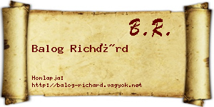 Balog Richárd névjegykártya
